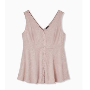 Taupe Jacquard fit & flare peplum tank